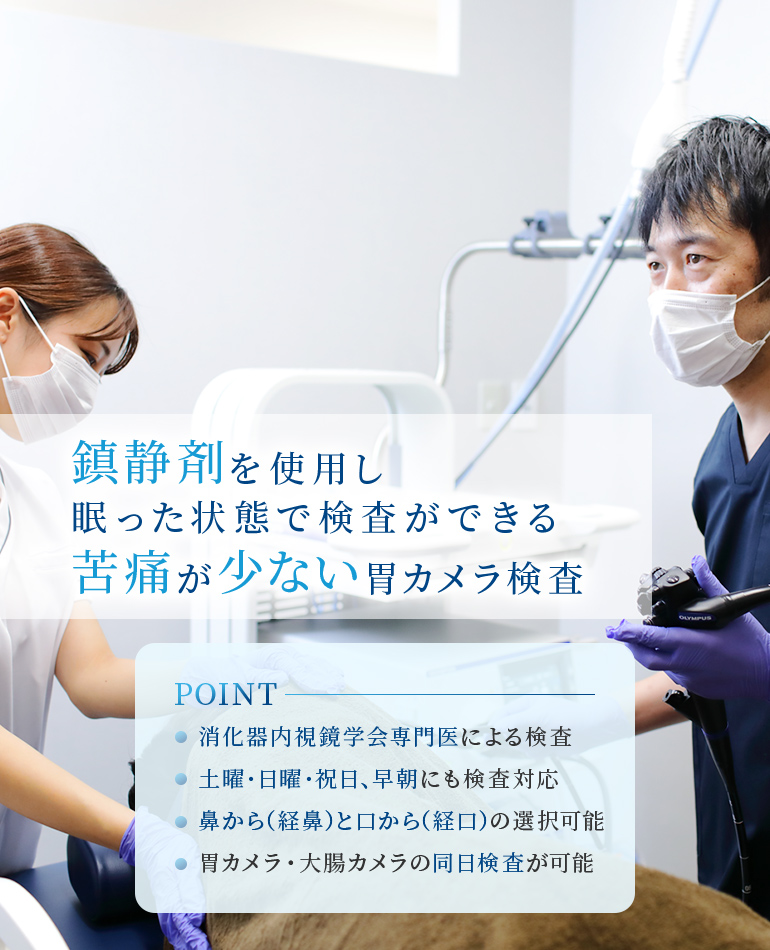 鎮静剤で苦痛が最小限の胃カメラ検査